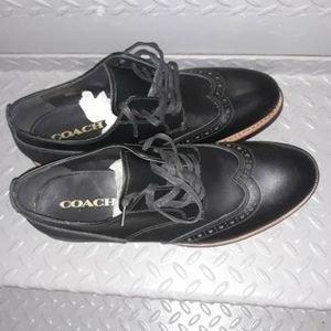 Coach G1550 Bleecker Wing Derby Black Leather Wing